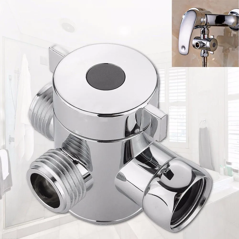 

1/2Inch Shower and Bathroom Faucet Three Way T-adapter Silver White Polished for Toilet Bidet Shower Head Diverter Shower Faucet