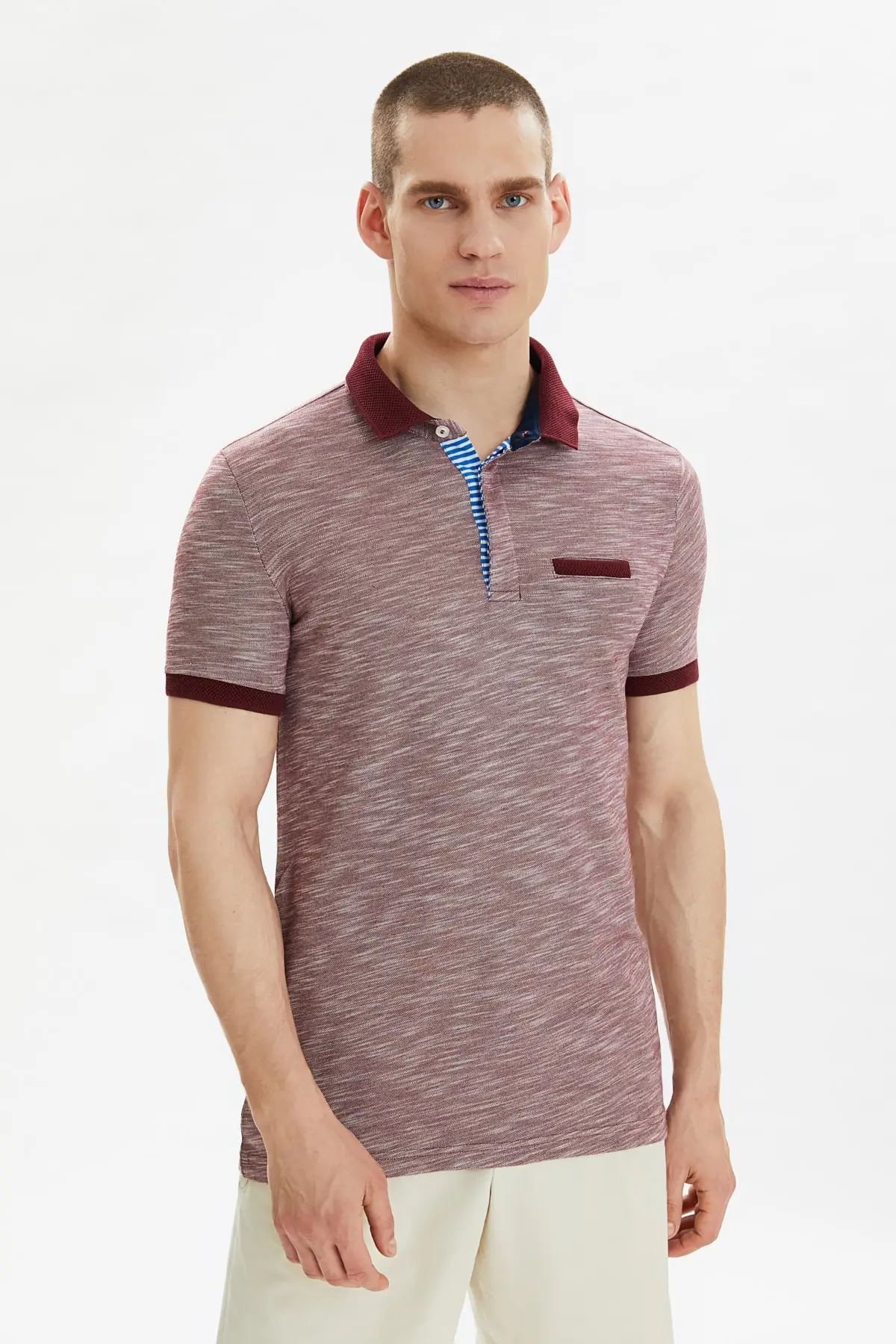 

Мужская облегающая футболка-поло с коротким рукавом