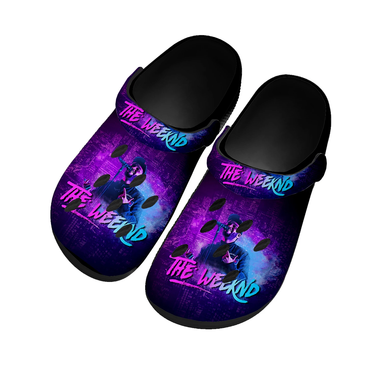 

The Weeknd Singer Pop Home Clogs Custom Water Shoes Mens Womens Teenager Shoe Garden Clog Breathable Beach Hole Slippers Black