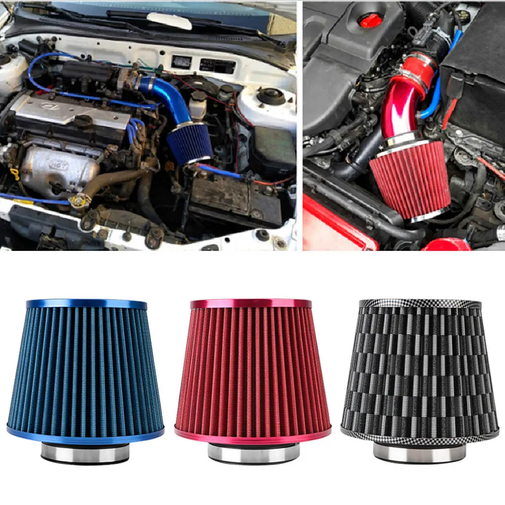 

Universal 76MM 3 Inch Car Air Filter High Flow Intake FilterIntake Filter Sport Power Mesh Cone Cold Air Induction Kit Car Parts