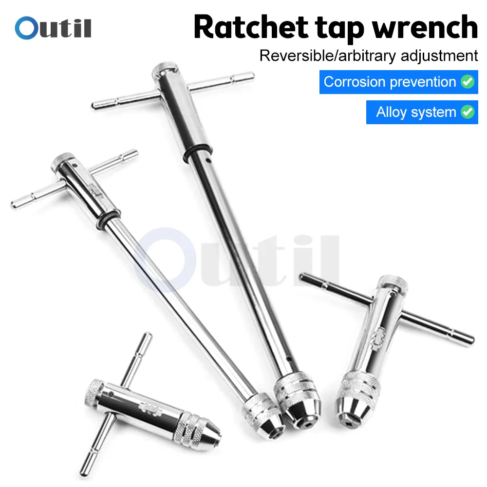 

Adjustable T-Handle Ratchet Tap Holder Wrench Machine Screw M3-M8 M5-M12 Hand Screw Tap Set Manual Tapping Tool Kit for Screwdri