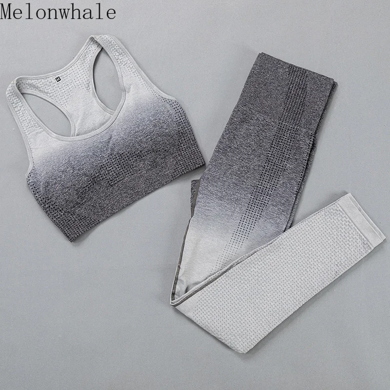 

Melonwhale Dyeing New Bra Shorts Pants One-piece Suit Sexy Seamless Knitted Sports Yoga Fitness Gym Set Sport Wear Women GA352