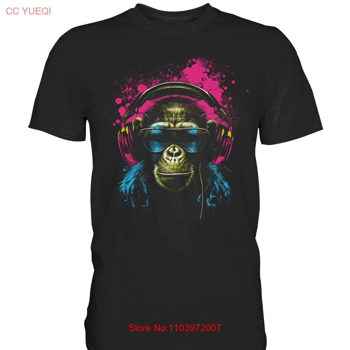 Футболка Monkey DJ с наушниками и очками NoEnName_Null хлопок короткая