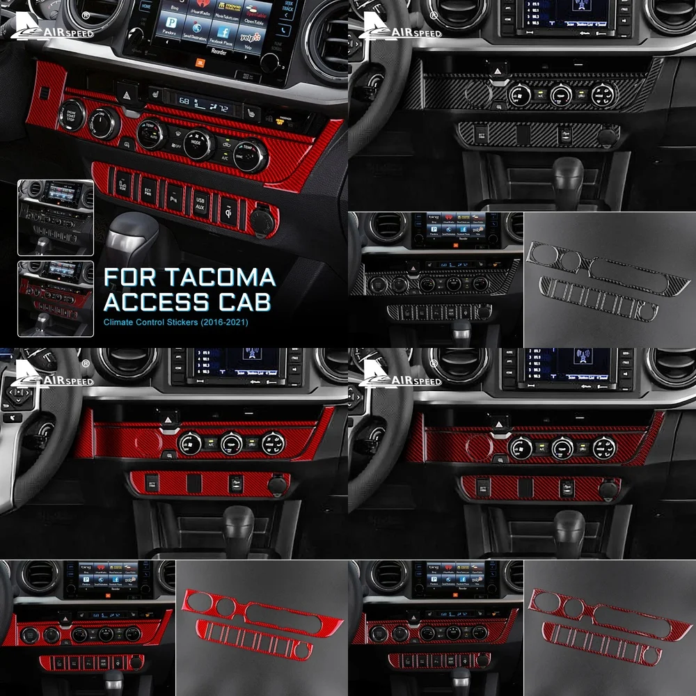Фото Настоящая мягкая внутренняя наклейка из углеродного волокна для Toyota Tacoma 2016 2017 2018 2019 2020 2021 2022 2023, автомобильные аксессуары, центральные №1