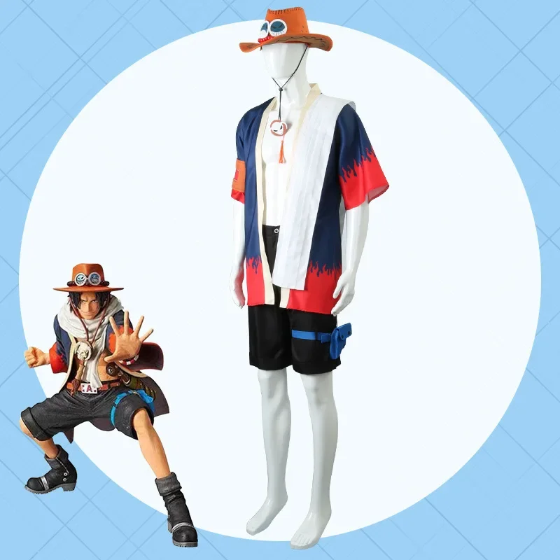 Костюмы для косплея Portgas D. Ace аниме-кимоно униформа аксессуары полный комплект