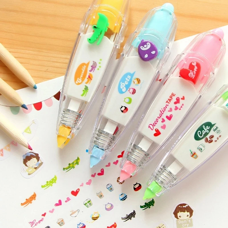 

Funny Cartoon Floral Sticker Tape Pen Kids Stationery Notebook Diary Decoration Tapes Label Sticker Paper Decor For Kids Gift