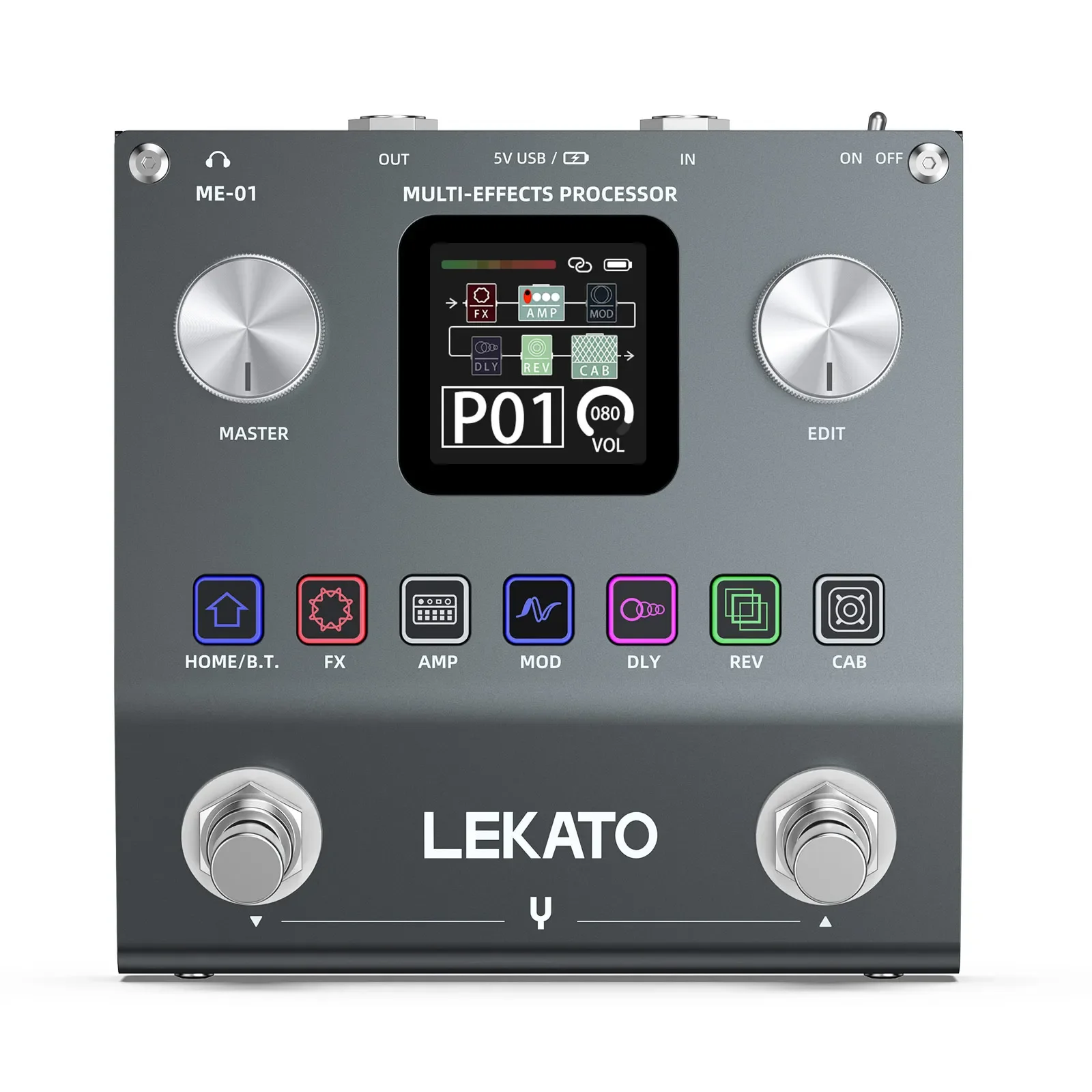 Фото Басовый процессор Lekato Pro с 6 модульными Fx — студийный 20-кратный погрузчик и гитарная педаль с двойным мониторингом (Bt) с несколькими эффектами №3