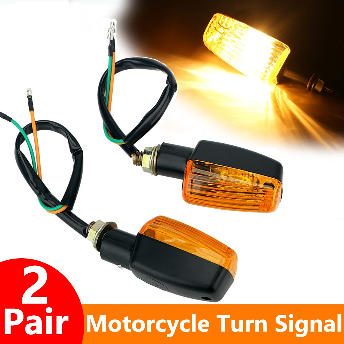 

1/2 Pair Motorcycle Flasher Blub Turn Signal Lamp Universal DC 12V Motorbike Indicator Light Amber Blinker Bulb 8W