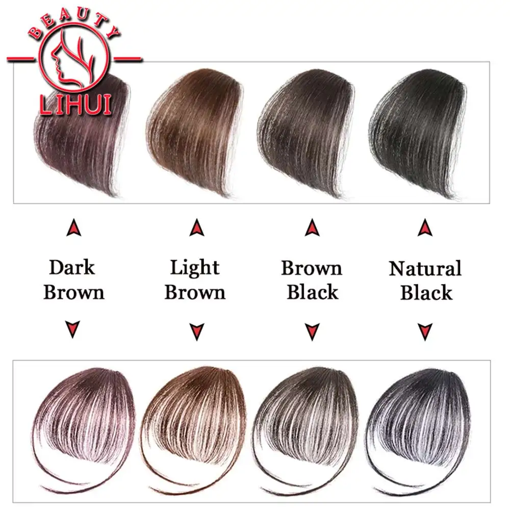 LiHui Fake Blunt Air Bangs Hair Clip-In Extension Synthetic Fake Fringe Natural False hairpiece For Women Clip In Bangs images - 6