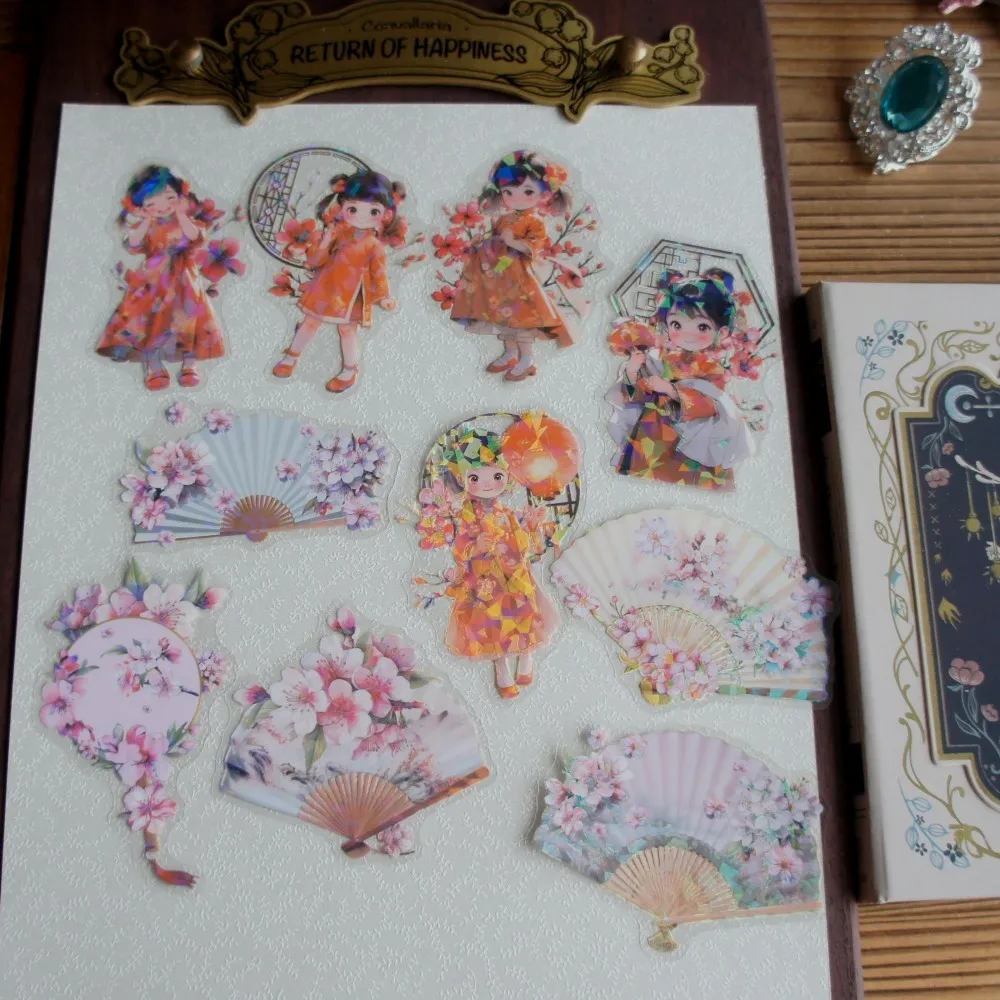 10 шт. лазерный алмазный узор древняя китайская девушка Золотая рыбка бамбуковый