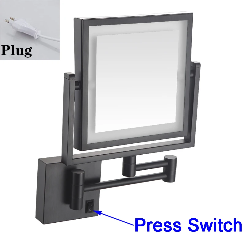 

Зеркала для ванной розового золота 8 дюймов 3X увеличительное светодиодное зеркало для макияжа двойной кронштейн удлинение квадрасветильник ка зеркала для макияжа для ванной