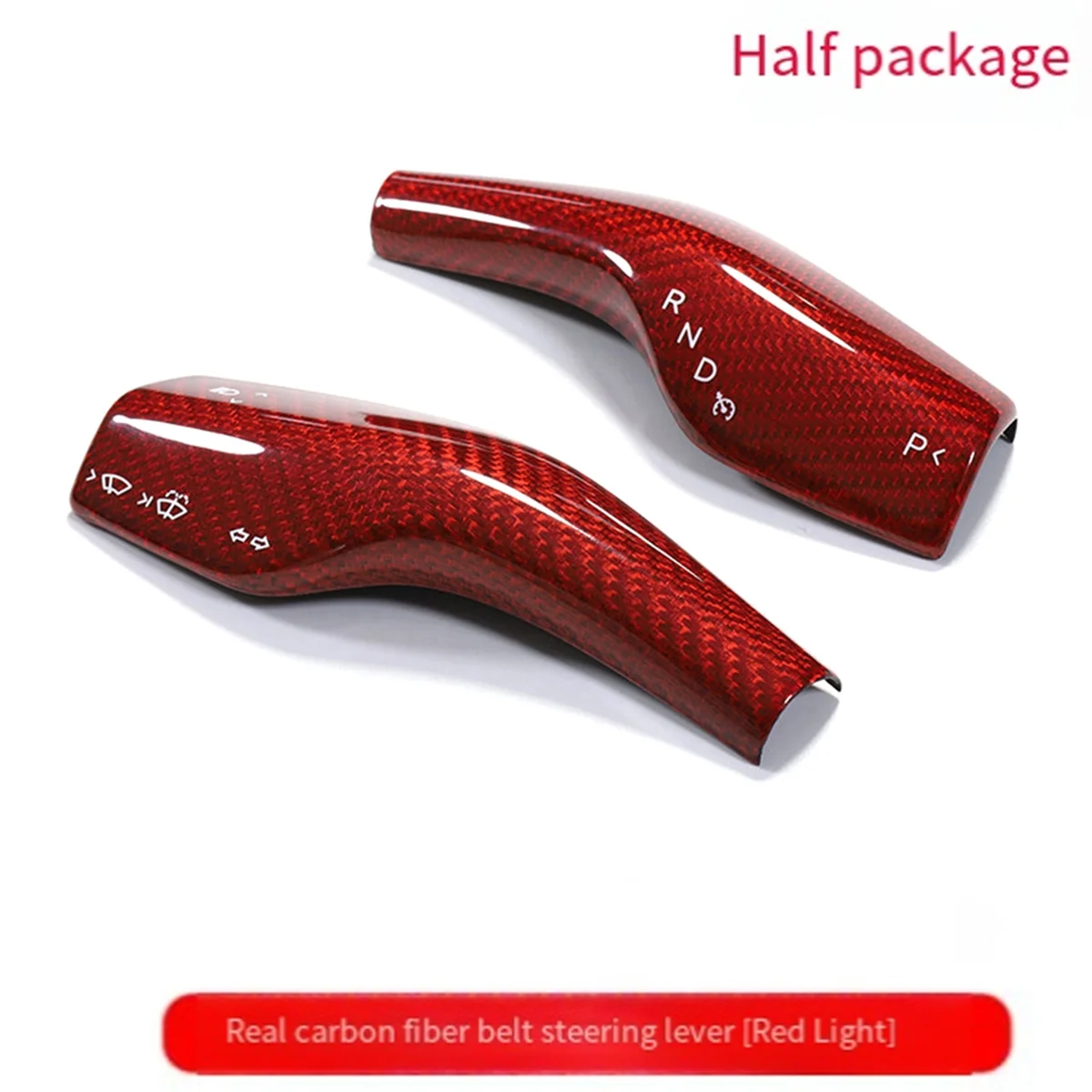 Column Shift Cover Real Carbon Fiber Bright Red Steering Wheel Wiper Lever Trim for Tesla Model-3/Y