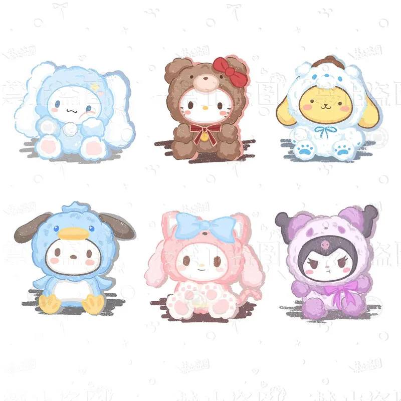

Kawaii Cartoon Collection Anime Sanrio Hello Kitty Kuromi Acrylic Refrigerator Magnet Circular Home Decoration Sticker Christmas
