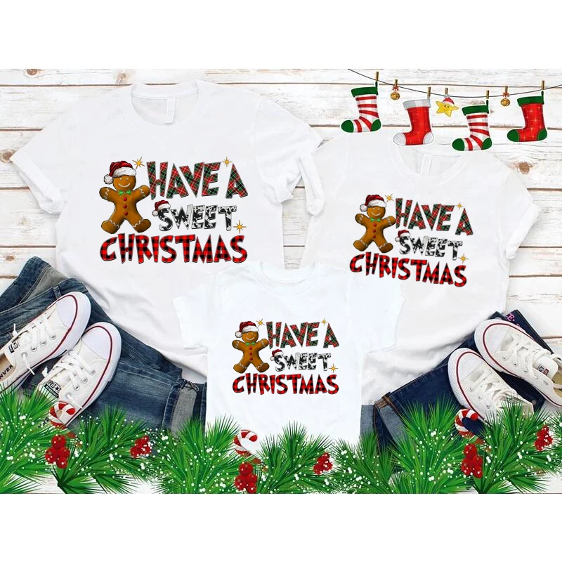 

Have A Sweet Christmas New Year T Shirt Fashion Family Matching Clothes Graphic Family Set Basic Tshirt Xmas Top Streetwear