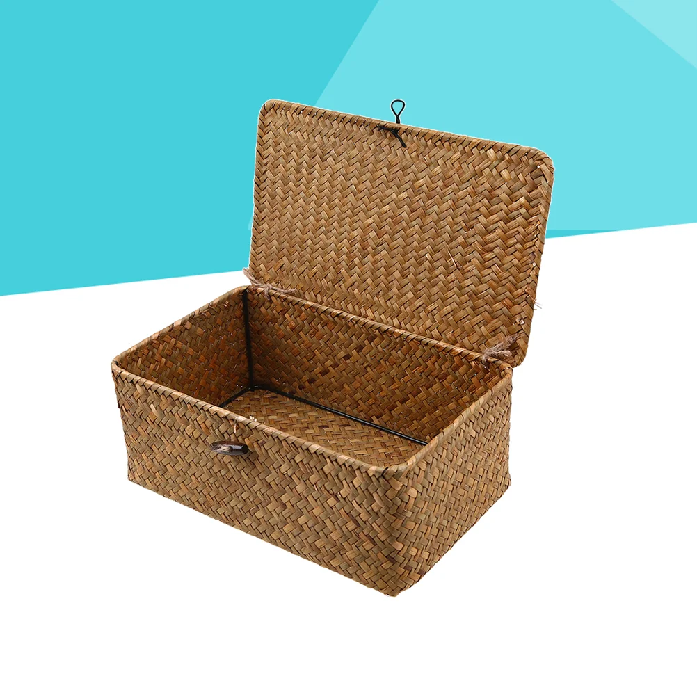 

Woven Storage Basket Lid Woven Basket Seaweed Storage Bins Liner Storage Basket Wooden Woven Seagrass Basket Child