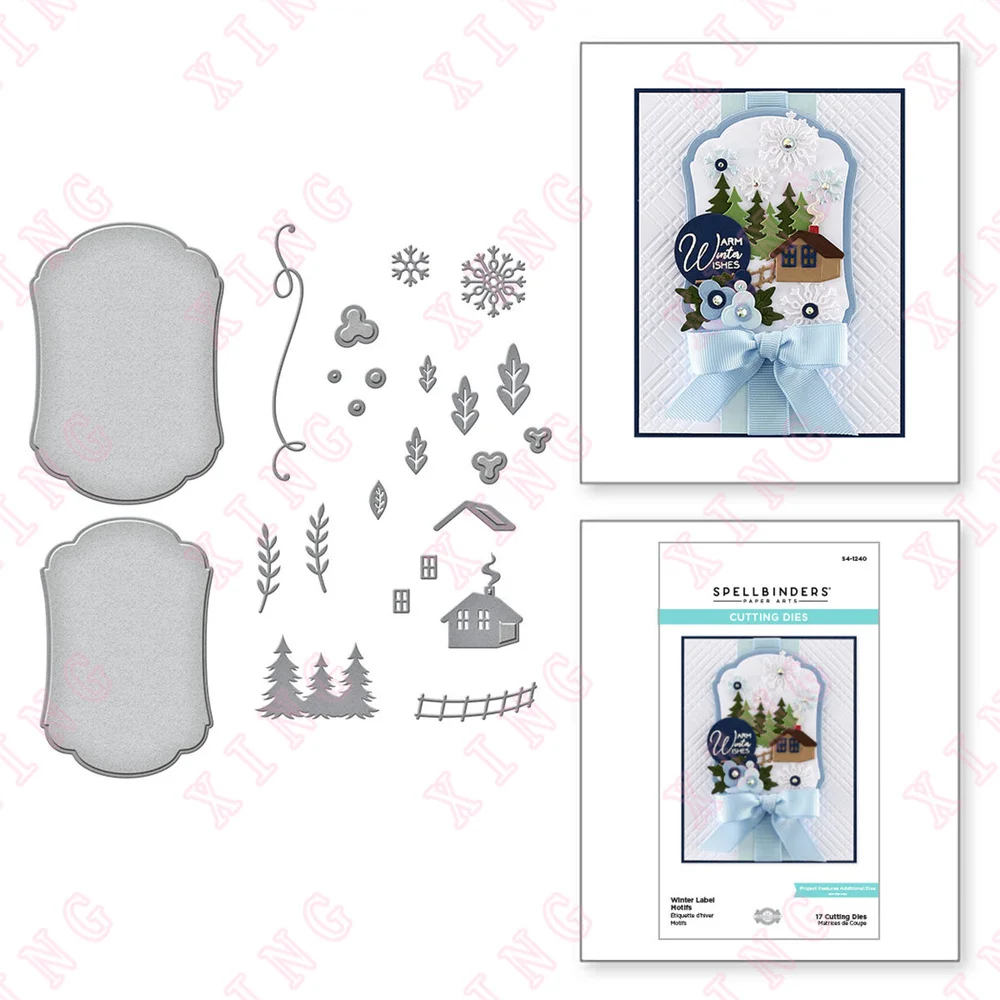 

New Winter Label Motifs Etched Dies Scrapbook Diary Decoration Embossing Template Diy Gift Card Handmade Craft Metal Cutting Die