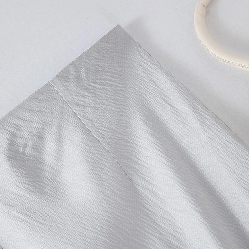 Юбка-трапеция из натурального шелка атласная с жемчужинами B44757QM