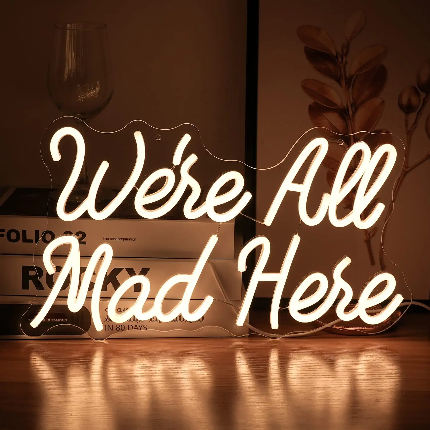 

We Are All Mad Here Neon Sign LED Glow Sign Decoration Supply Letter Neon Sign Interior Wedding Birthday Party Bar Men's Cave