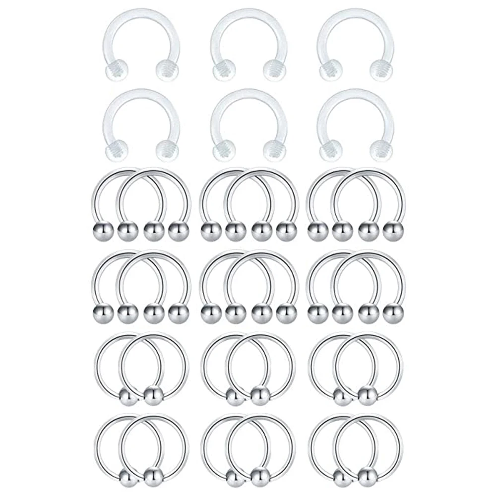 Серьги-подковы из хирургической стали для носа перегородки бровей губ спираль