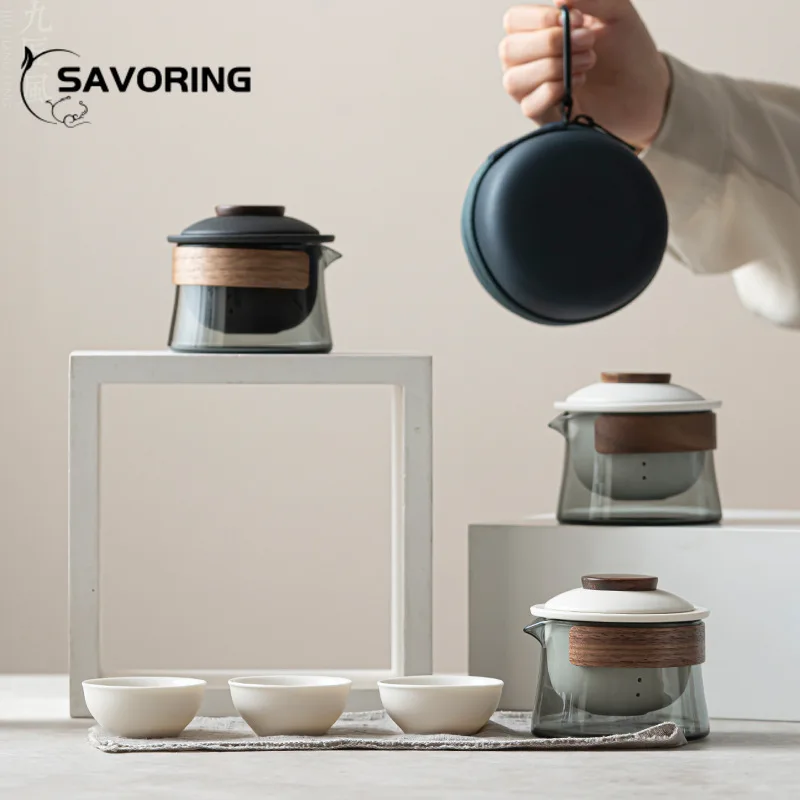 Pot And Tea Cup Set Kit 1 Bowl 3 Cups Household Tea Making T