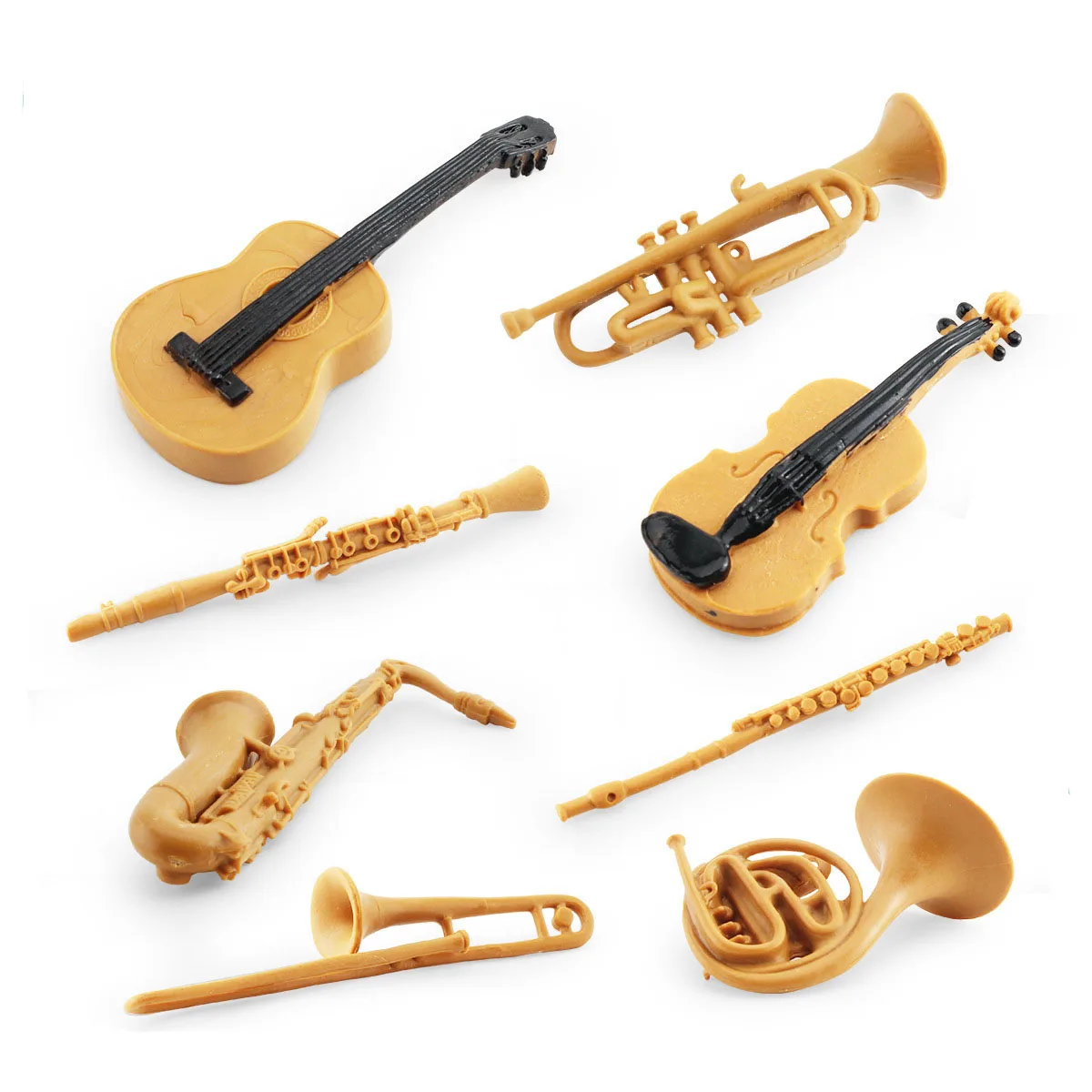 

8Pcs Mini Musical Instrument Suit Figures Sax Guitar Violin French Horn PVC Figurine Educational Toy For Children