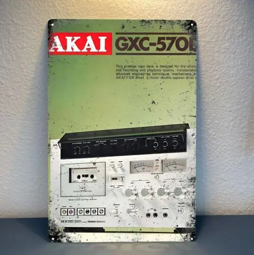 Металлический постер Akai Tape Deck винтажный стерео аудиофил Hi-Fi-20x30 см жестяной знак