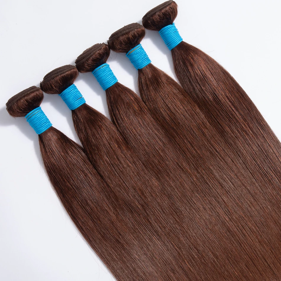 Прямые волосы с коричневой косточкой #4 бразильские человеческие для плетения