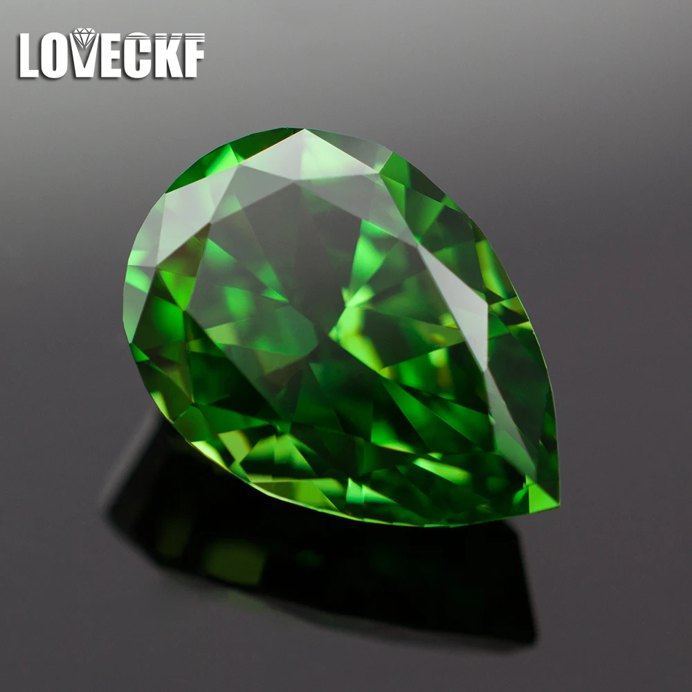 

Зеленый грушевидный измельченный кубический цирконий Высокоуглеродистый алмаз CZ драгоценный камень 4K Cut 5A + качество для изготовления ювелирных изделий