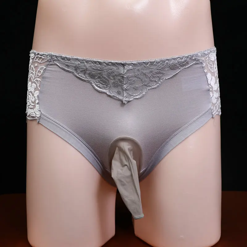 

Men's lace panties with jj sets of sexy fun stockings panties ultra-thin breathable summer full transparent briefs