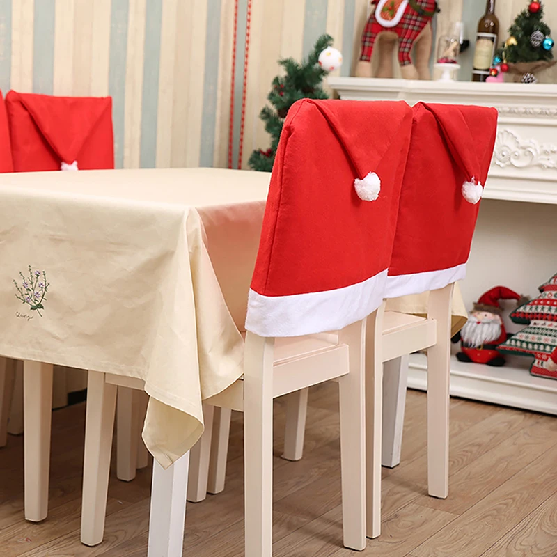 

1Pc Christmas Santa Claus Hat Chair Cover Christmas Decoration Table New Year Ornament For Home Xmas Gift
