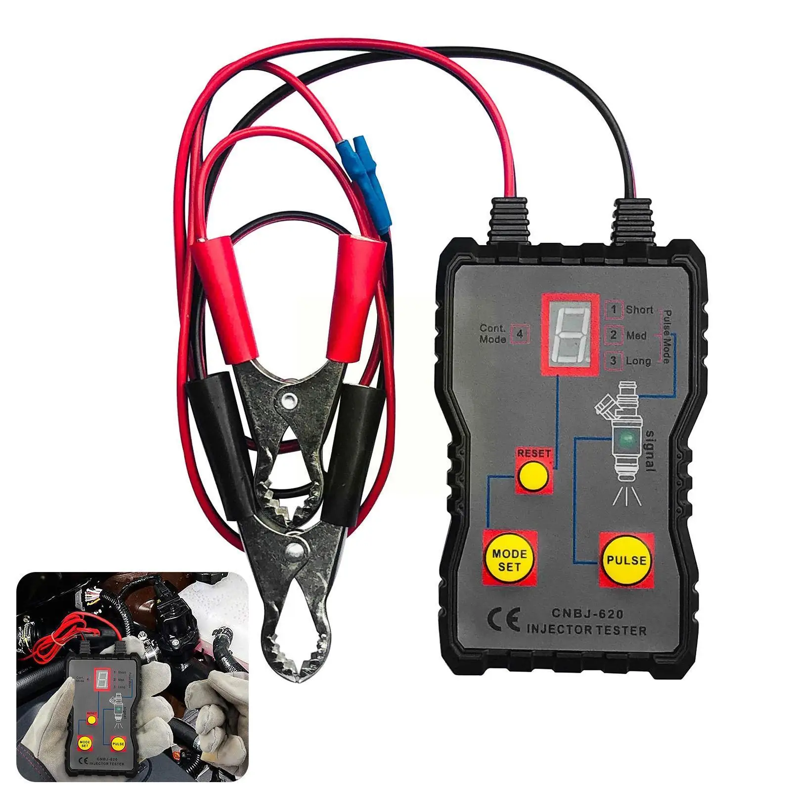 

Car Fuel Injector Tester 4 Pulse Modes Fuel Injector Kit Flush Cleaner Adapter Tool Cleaning P4N2