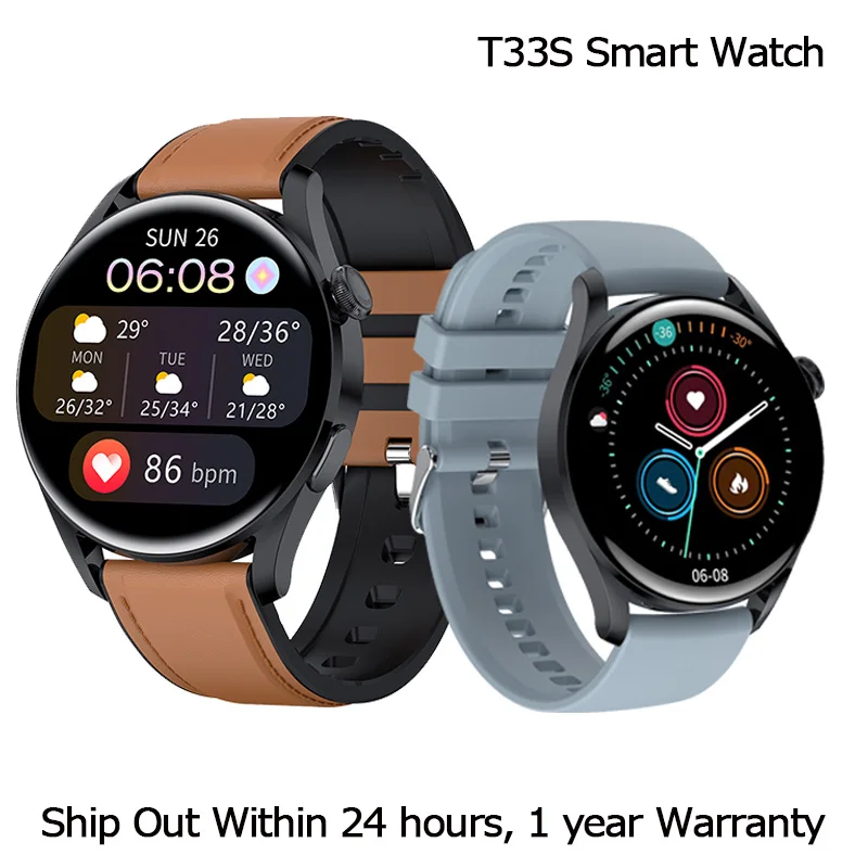 

T33S Relogio Smart Watch for Men Women 2022 Heart Rate Fitness Tracker Thermometer Blue Call Smartwatch for IOS Android