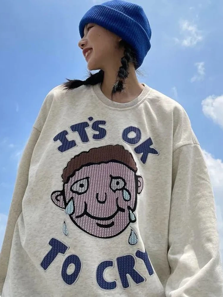 

Deeptown Grunge Letter Print Sweatshirts Women Harajuku Fashion Oversized Hoodies Emo Cartoon Long Sleeve Coupler Pullover Tops