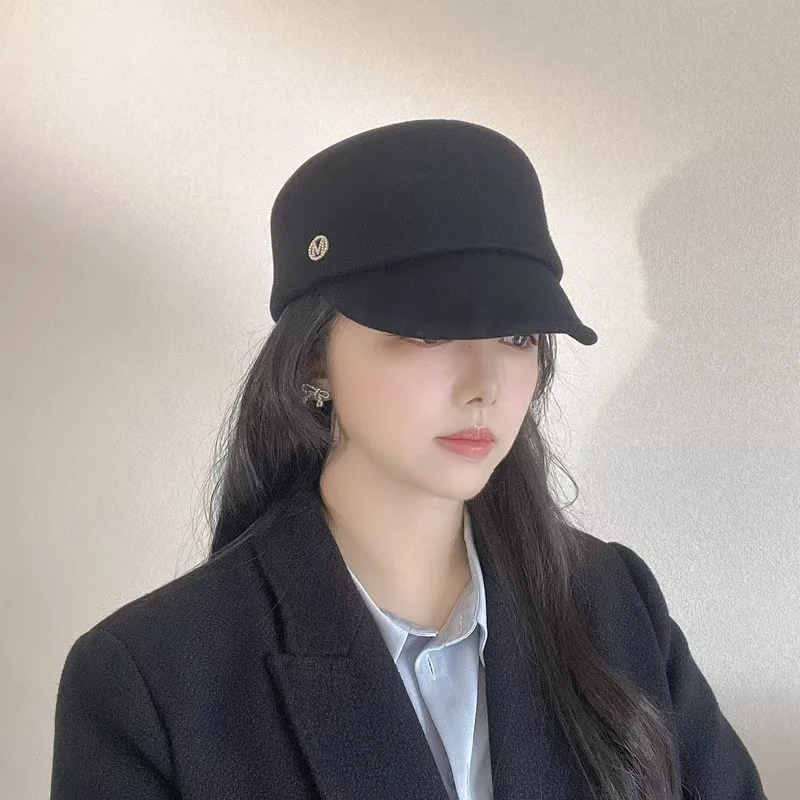 New Winter Women Cap Warm Plain Black White Wool Newsboy 100% Knight Hats Baker Boy Adjustable Ladies Cowboy Visor