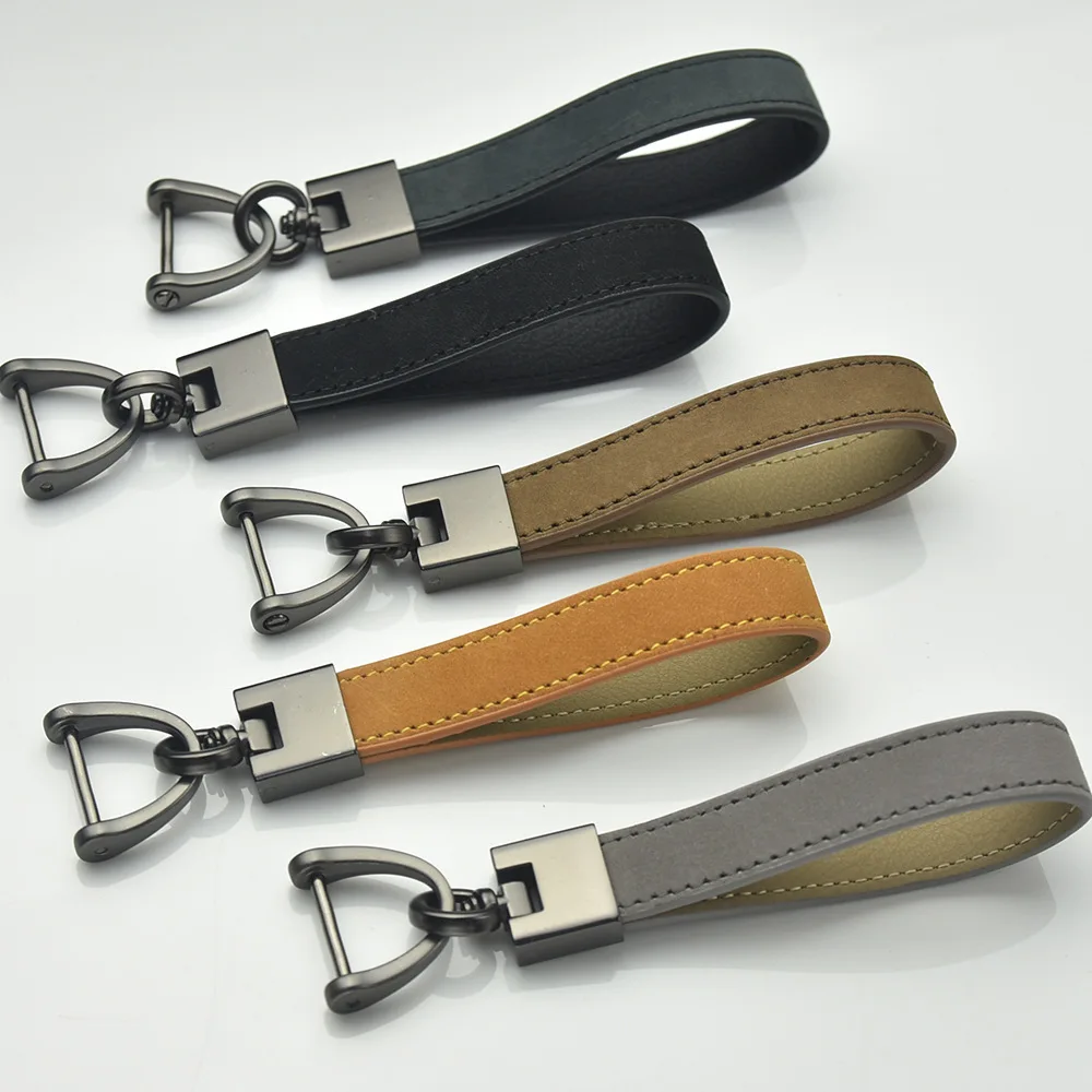 Модный автомобильный брелок для ключей Роскошный из натуральной кожи однотонная