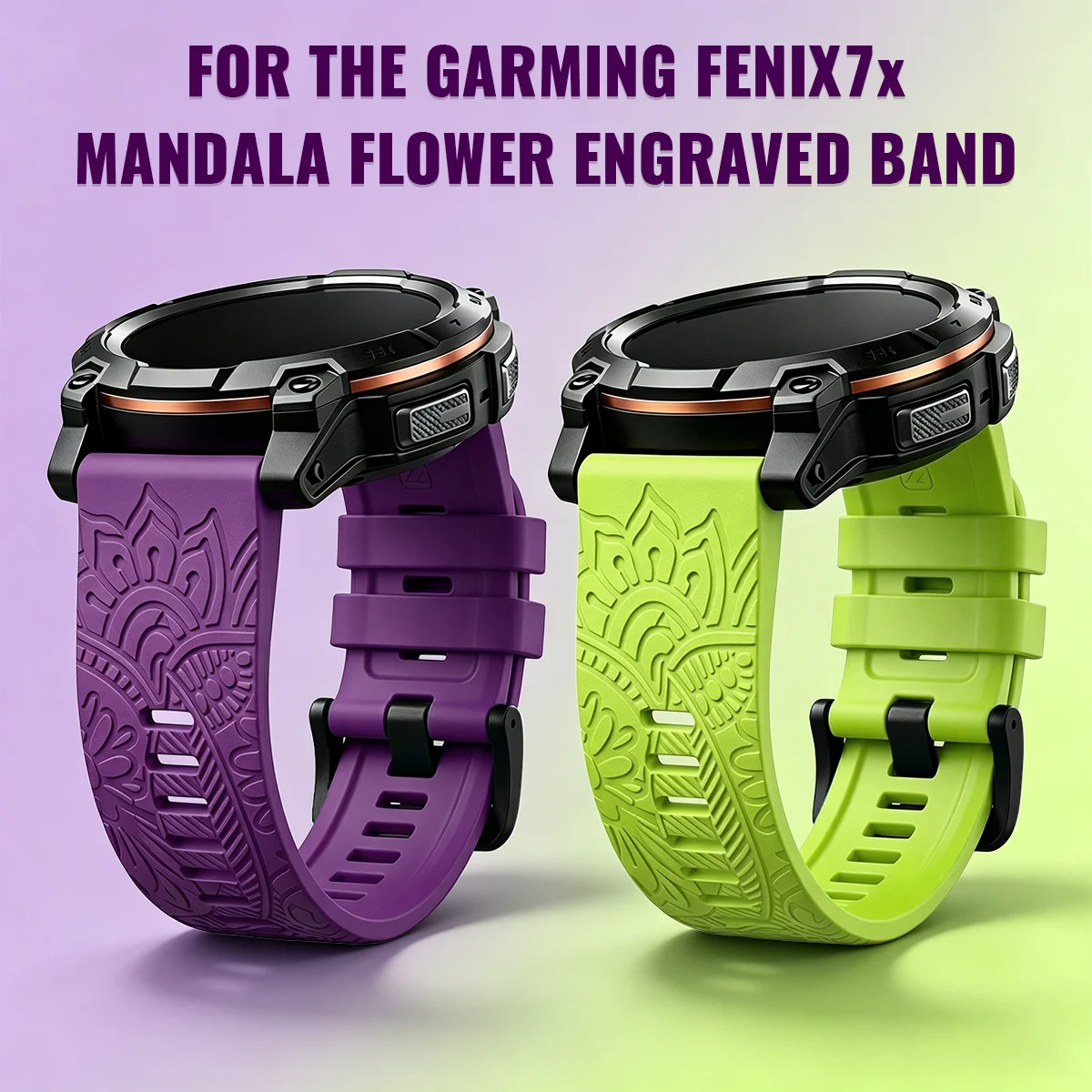 Фото Силиконовый ремешок с гравировкой 20 мм, 22 мм, 26 мм для часов Garmin Fenix 7X 7 Pro Solar/6X 6 Sapphire 5 5X Plus 3 3HR/Epix QuickFit №1