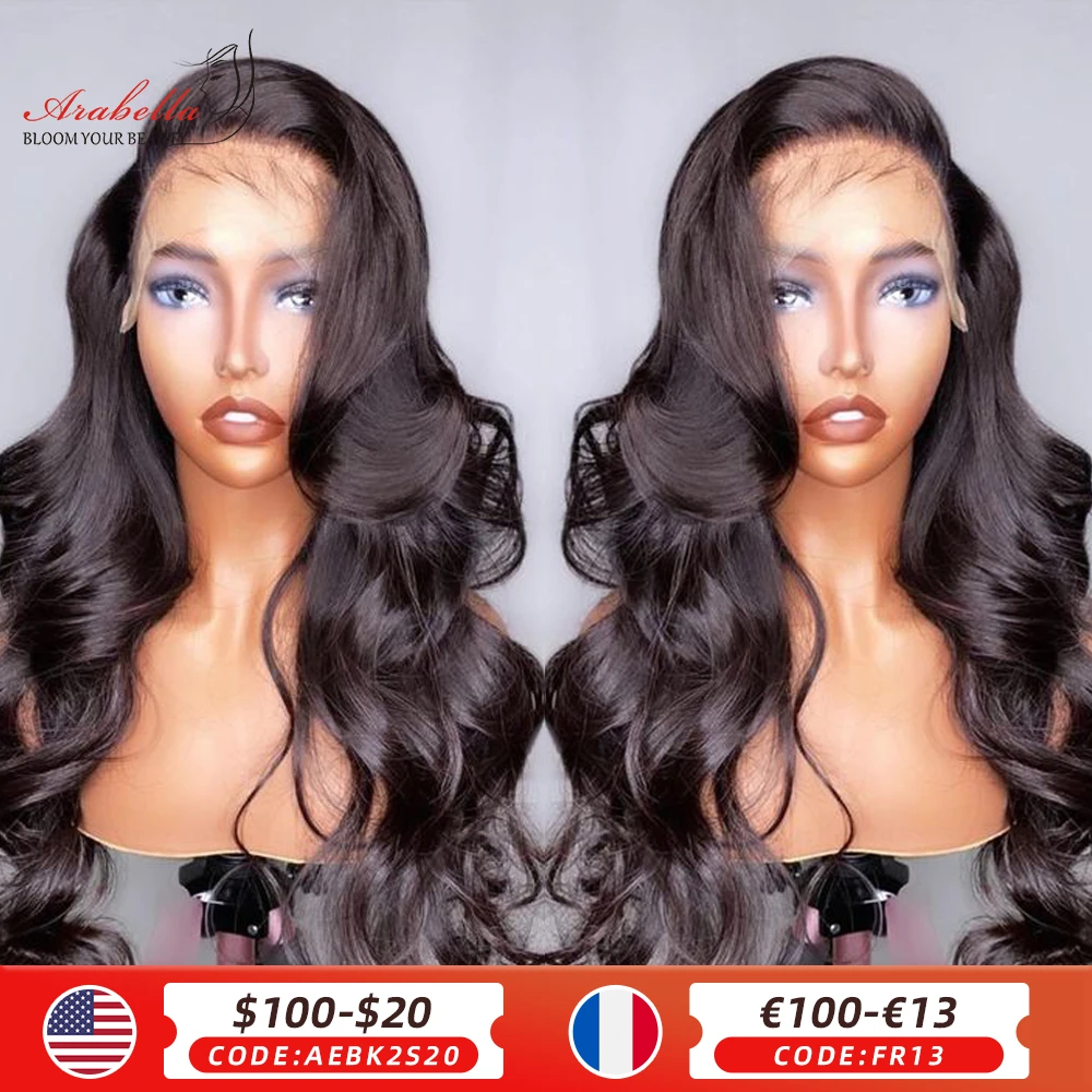 Human Hair Wigs Lace Frontal Body Wave Wig 13x4 Transparent Lace Pre Plucked Bleached Knots Arabella Remy Wigs Human Hair