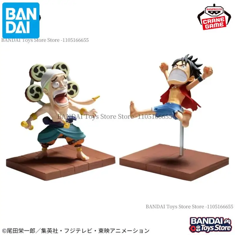 Фото Оригинальный набор мини-фигурок Bandai Banpresto One Piece WCF: Энел против Луффи, битва на Скайпии, коллекционные фигурки, аниме, мультяшные куклы, модель, игрушка №2