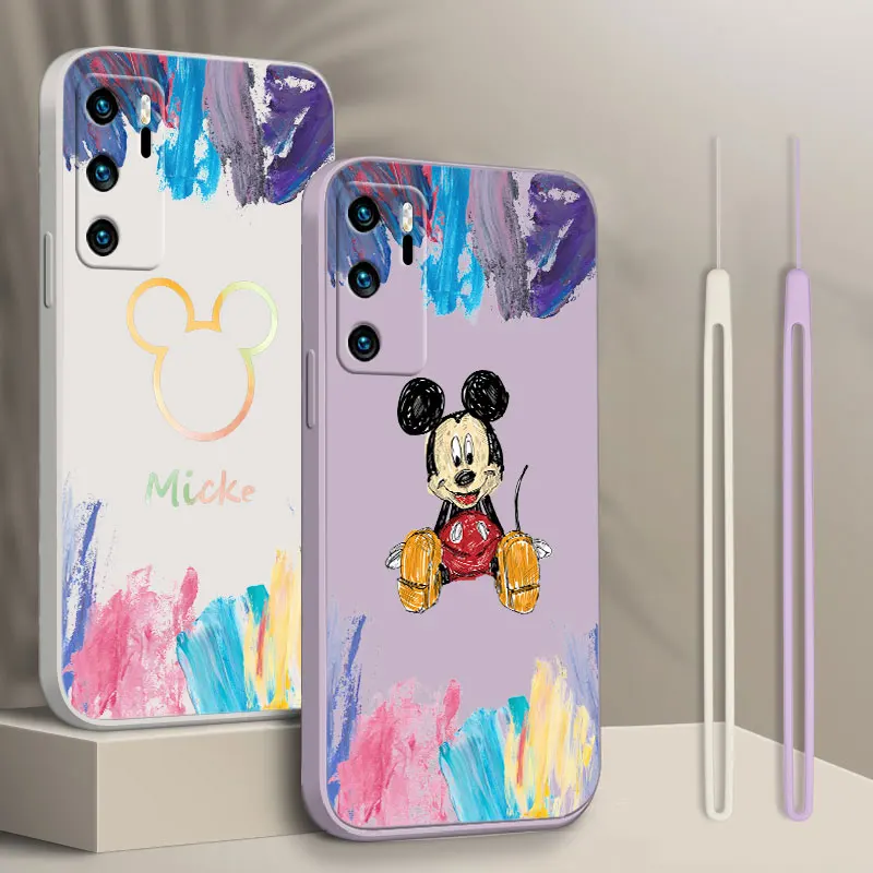 

Mickey Mouse Bright Phone Case For OPPO Find X5 X3 X2 Lite Pro Neo A96 A94 A93 A77 A76 A74 A73 Liquid Rope Funda Cover Soft Back