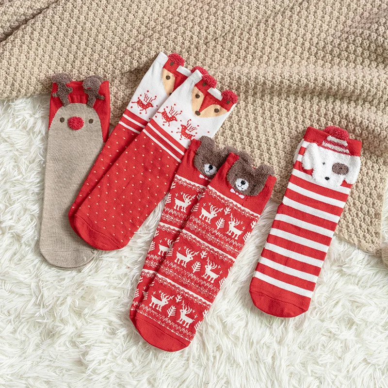 

Deer Christmas Socks Gift Cute Animal Design 3d Cotton Thick Warm Winter Sleep Sock For Women 2023 New New Year Present Stocking