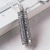 surangama mantra gawu box pendant retro mens and womens sterling silver pendant amulet turning tube