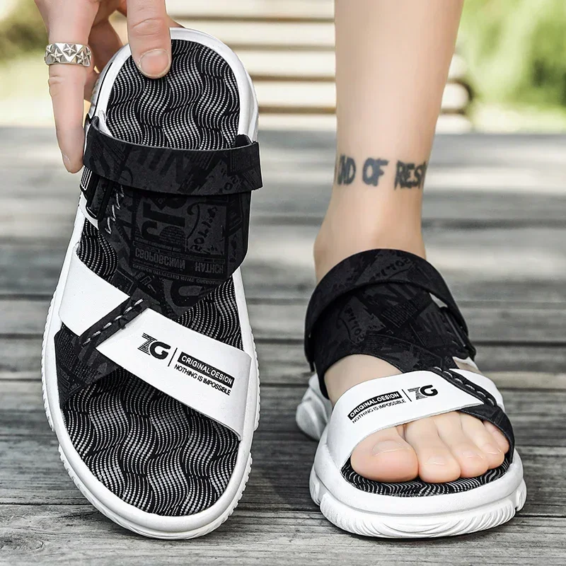 Мужские уличные Нескользящие пляжные сандалии повседневная обувь без шнуровки