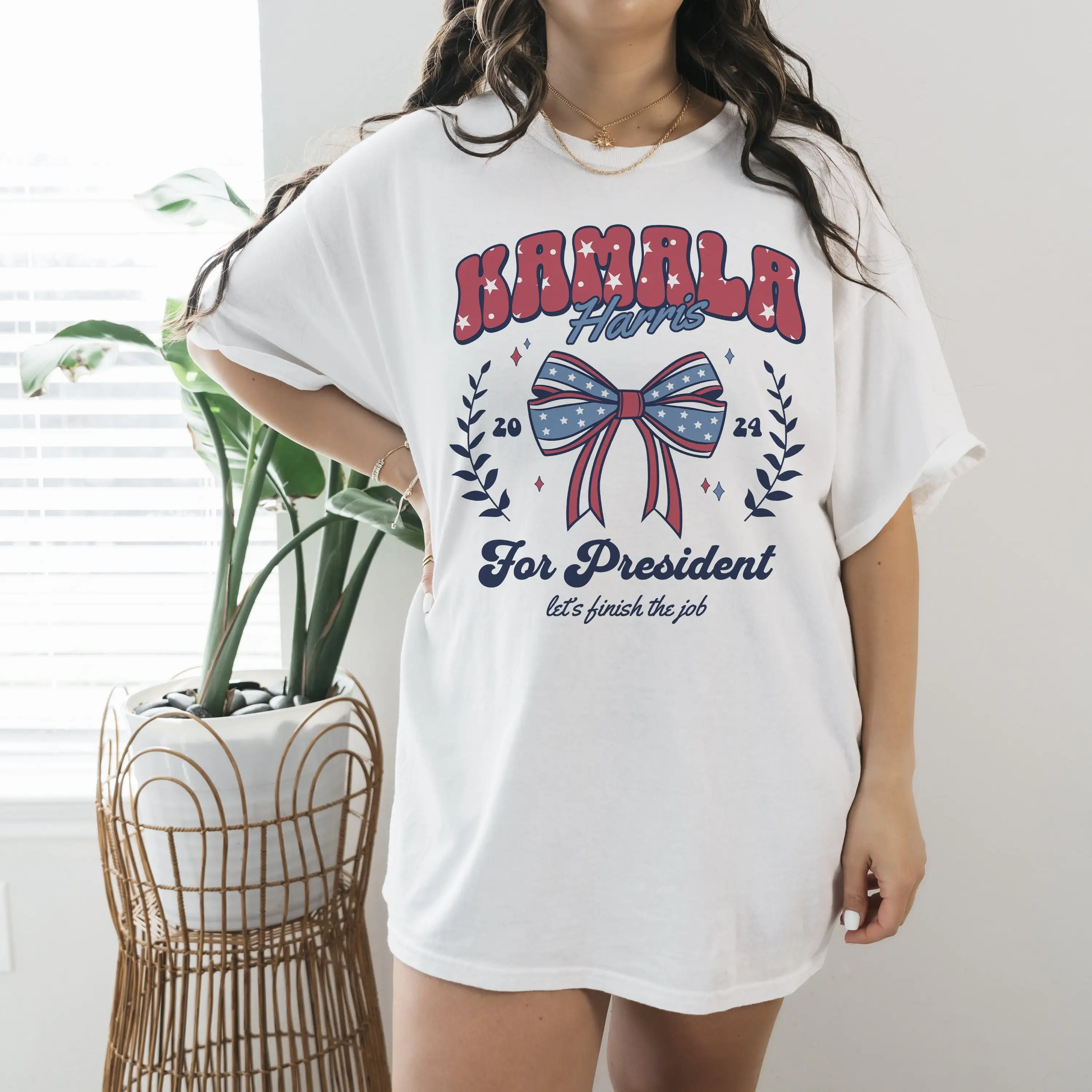 Ретро футболка с Камалой Harris для президента Madam 2024 кокетная одежда синяя