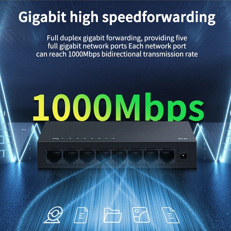 HORACO 8 Порт Gigabit Интеллектуальный коммутатор Ethernet концентратор Интернет RJ45 LAN 1000