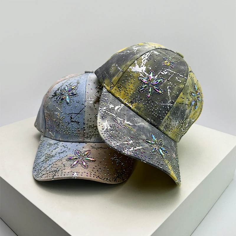 Новые женские бейсбольные кепки со сверкающими бриллиантами и цветком Bandhnu