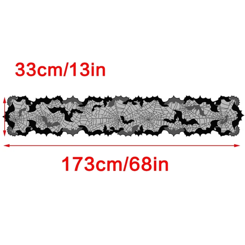 Дорожка для стола на Хэллоуин черная паутина и летучая мышь 13x68 дюймов
