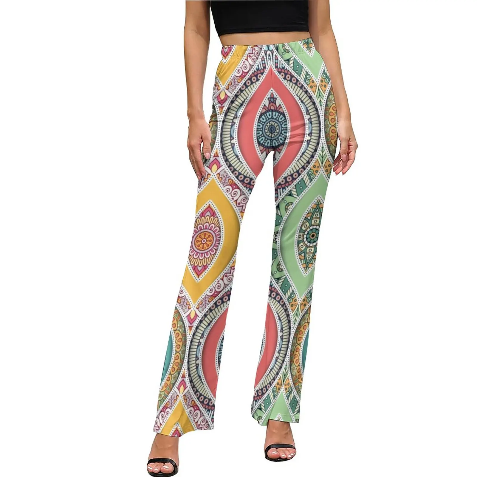 

Bohemian Indian Pants Retro Hippie Print Casual Flare Trousers Summer Female Print Street Wear Slim Fit Pants