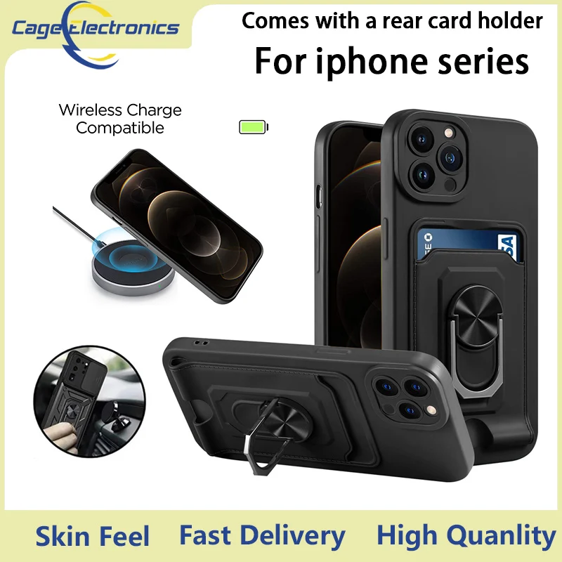 

Shockproof Camera Lens Protection Phone Case For iPhone 11 12 13 Pro Max X XS Max XR SE2 7 8 Plus Card Slot Ring Holder Cover