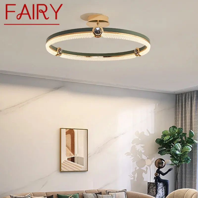 

FAIRY Vintage Crystal Ring Ceiling Lamp Modern Creative Light Luxury LED Fixtures For Home Living Decor