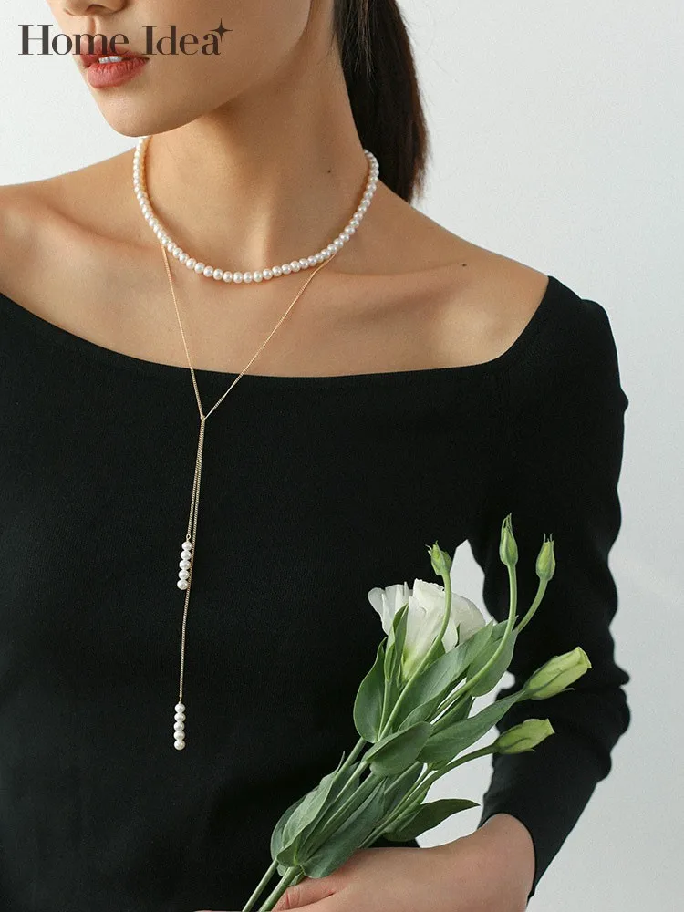 

Длинное ожерелье с пресноводным жемчугом, 14 карат